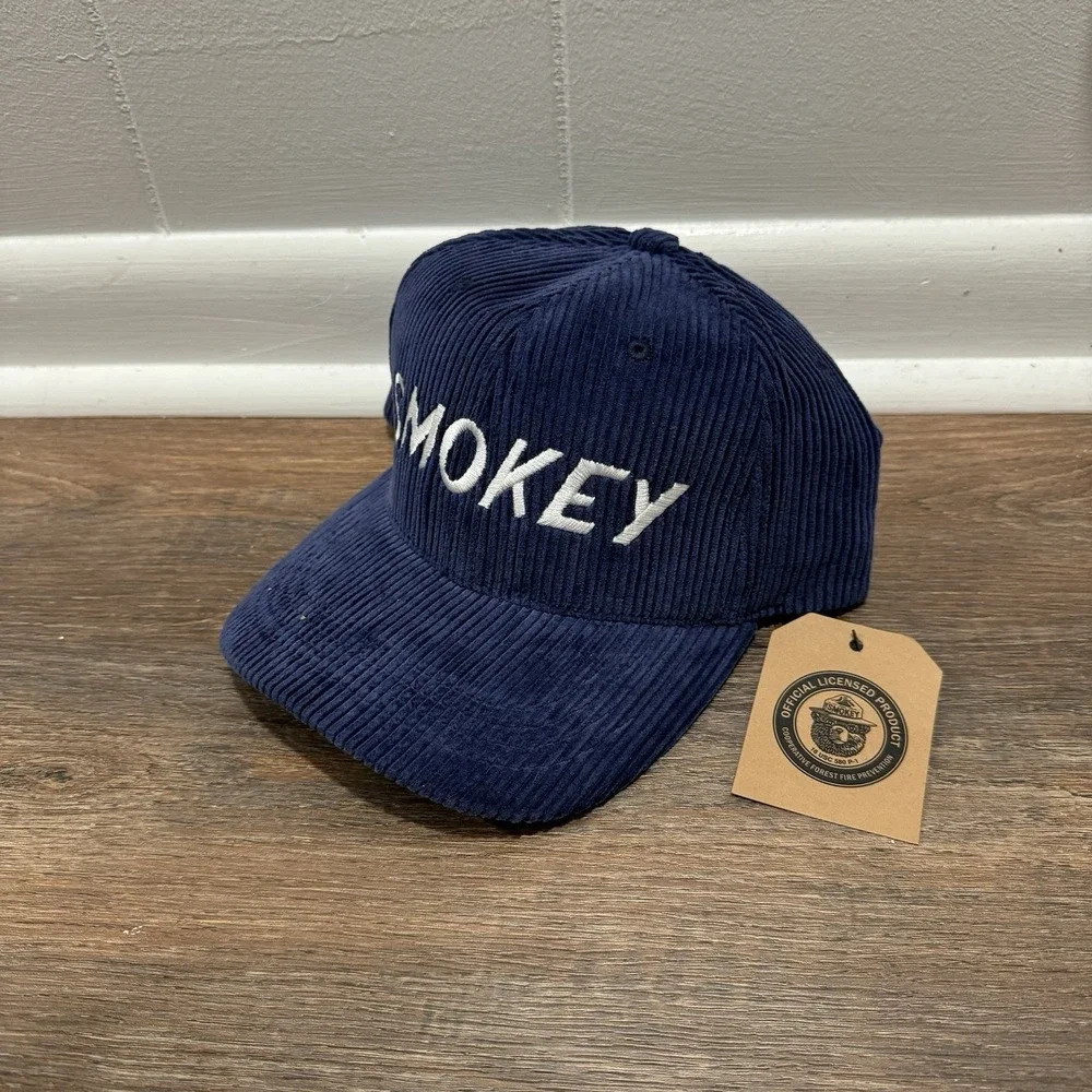 Filson Smokey Bear Corduroy Hat Blue Strap‎ Back NWT